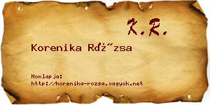 Korenika Rózsa névjegykártya